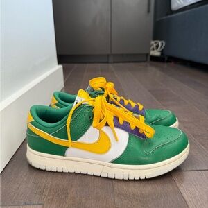 Custom Nike Green and Yellow Sneakers